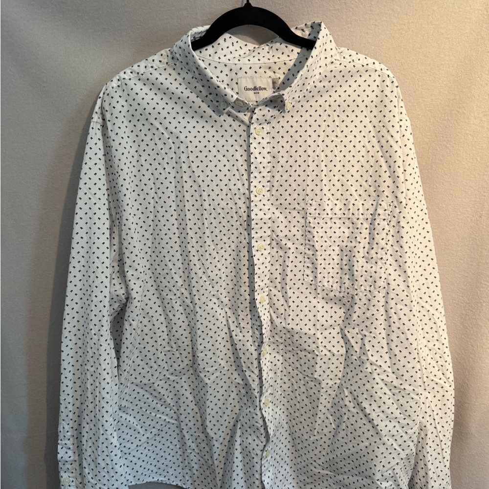 Goodfellow & Co White and Navy Casual Button Down Shirt XXL